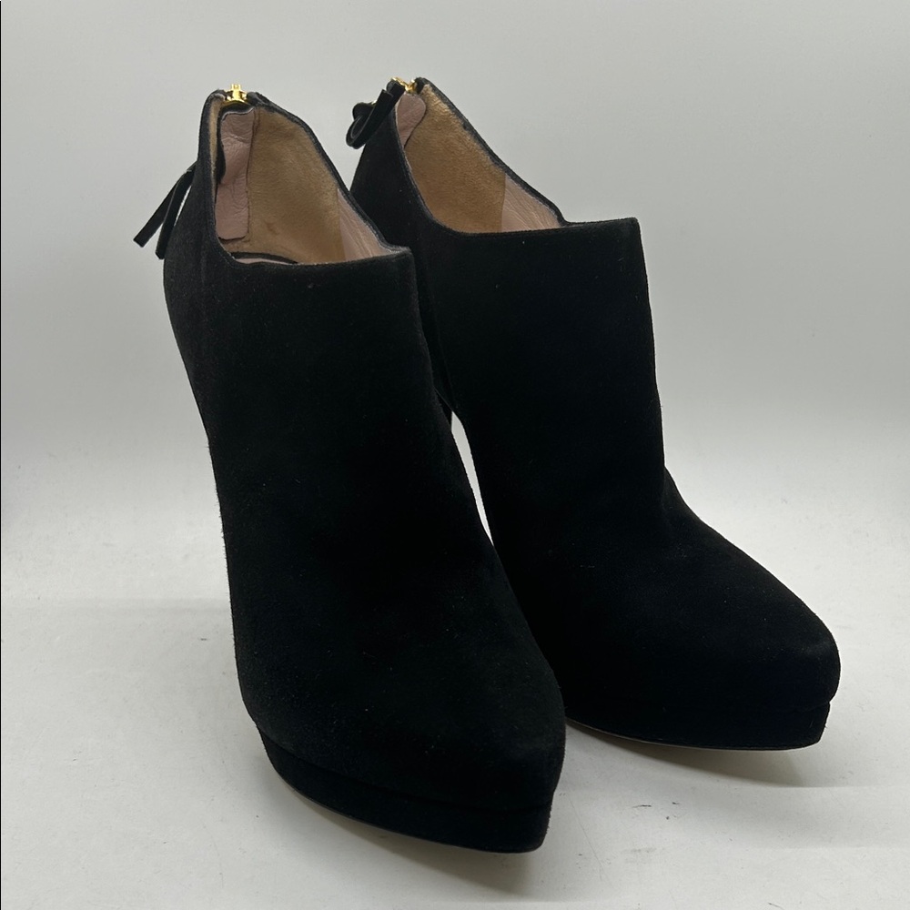Miu Miu Sexy Black Suede Stiletto Heel Ankle Boots Shoes **Size 37.5/US 7.5** 🔥🔥 - Picture 2 of 13
